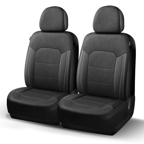 HChengkikz Front Car Seat Covers, Air Mesh, Breathable (Black)