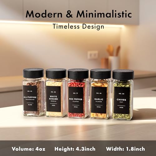 EDELHAUS Glass Spice Jars with Label, 24x Black Bamboo Wooden Lids by EDELHAUS - Used condition - Image 2