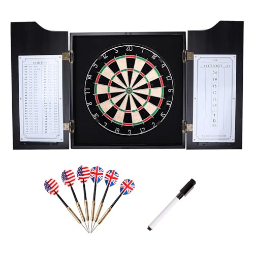 GSE Pro Solid Wood Classic Dartboard Cabinet Set, Black
