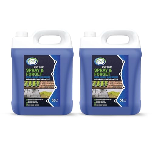 JOVS Spray and Forget 2x 5L Mould, Lichen, Algae & Moss Remover 10L - Powerful Outdoor Surface Cleaner for Patios, Decking, Driveways, Walls, Fences and Rooftops.
