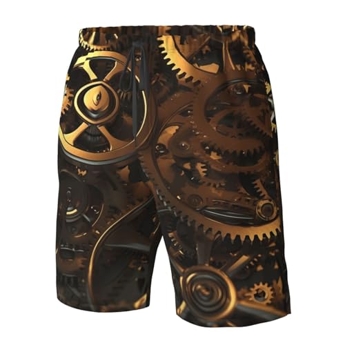 Cool Steampunk Gears Men's Swim Trunks Quick Dry Board Shorts with Pockets Casual Drawstring Beach Shorts4