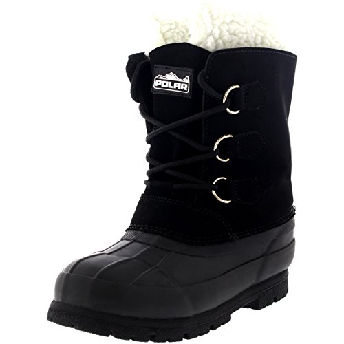 Kids Pull On Drawstring Wool Rubber Waterproof Snow Rain Boots - 1 - BLK33 YC0170