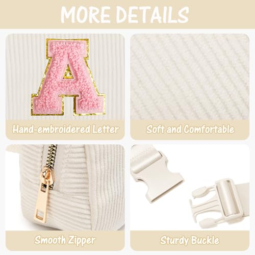 Image of Gitus Gifts for Teen Girls 10-12 12-14 14-16 16-18 Birthday Gifts for Girls Women Sister Teacher Initial Belt Bag Fanny Pack Crossbody Bags for Teen Girl Gifts Trendy Stuff Travel Essentials (Ivory-A)
