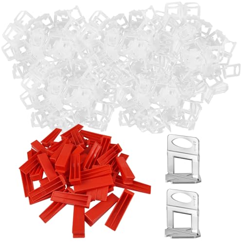 600 PCS Tile Leveling System 2mm Set, 500 x Spacer Clips + 100 x Wedges, Levelling System for Stones and Floors