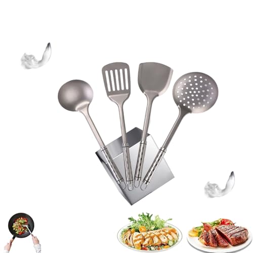 Titanium Spatula & Utensils,New Titanium Kitchen Cooking Utensils Set, Restaurant Cooking Tool, for Home Kitchen,Restaurant (Four-piece set)