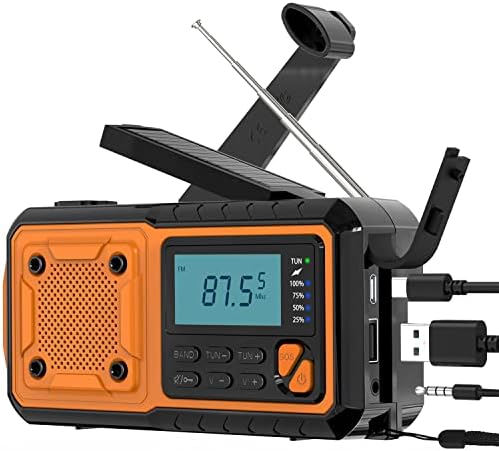 Tendak Kurbelradio mit Handyladefunktion, Notfallradio FM AM SW mit 4000mAh Wiederaufladbare/SOS Alarm/Taschenlampe & Leselampe, Solar Radio für Camping, Ourdoor