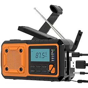 Tendak Zwengelradio, oplaadfunctie voor mobiele telefoon, noodradio, FM, AM, SW, 4000 mAh, oplaadbaar, SOS-alarm, zaklamp en leeslamp, radio op zonne-energie voor op de camping, outdoor
