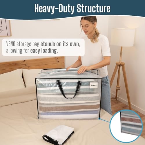 VENO Heavy Duty Moving Bags, Storage Bags, 27 Gallon, Clear, 4 Pack by VENO - Image 2