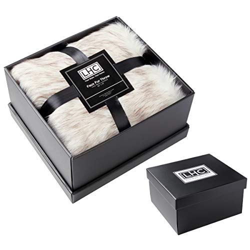 Faux Fur Throw - Luxurious, Soft, Hypoallergenic Premium Fashion Faux Wolf Fur Blanket With Faux Mink Back And Gift Box, 60”X70” By Bh (Pearl White) #TOP1