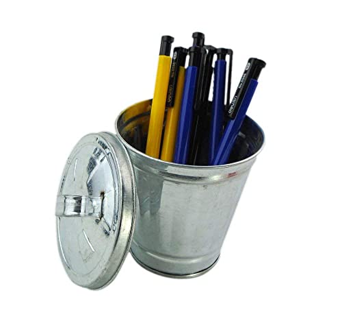 Aiting Mini Trash Can & Iron Garbage Can Pencil Cup Holder 2Pcs (Silver) #TOP1