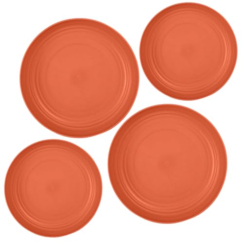 Image of Wheat Straw Dinner Plates For Kitchen, Dinner, Camping, Party, Family, Kitchen, Dining Room, Restaurant, Cafe, Daily Use Microwave And Dishwasher Safe Dinnerware (20cm+23cm, Orange, Pack Of 4)