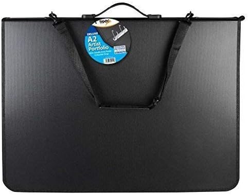 A2 Deluxe Ring Binder Artist Portfolio Black Presentation Carry Case Premium Folder & Strap