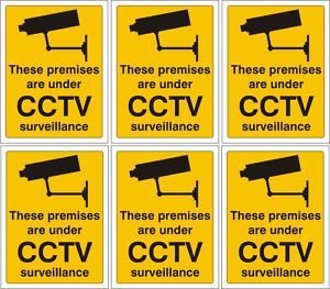 6 x CCTV Signs Self Adhesive 100mm x 75mm Suitable for Outdoor Use