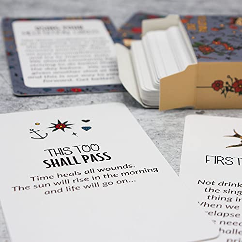Sober Meditation Cards (Grey) - Stress Relief Mindfulness Cards For Meditation Relaxation - Encouragement Cards - Compact Size Sobriety Gifts For Men & Women - 50 Slogans Per Deck #TOP6