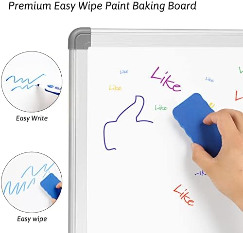 GRANDMA SHARK Whiteboard, Magnetic White board, Drywipe Whiteboards with Aluminium Frame, for kids/office/home working (450 × 600 mm)
