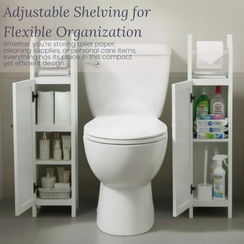 Dover Deluxe Slim Bathroom Storage Cabinet with Toilet Paper Holder, 7 x 28 by Alaterre Furniture - Used condition - Image 5