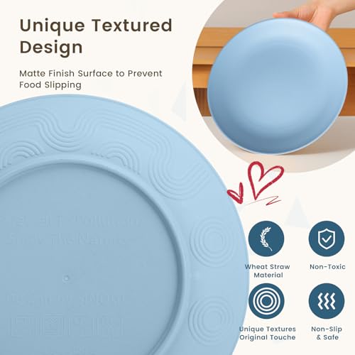 Image of Homienly 40-Piece Dinnerwave Sets, Service for 8, Wheat Straw Dinnerware Set - Plates and Bowls Set with Cups, Lightweight Microwave and Dishwasher Safe Dish Set for Dinner, Outdoor - Multi Light