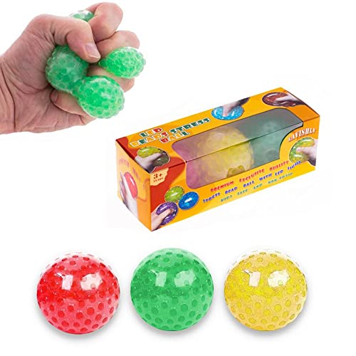 Stress Balls for Adults & Kids, Lavishly 3 Pack LED Light Balls Anxiety Relief Sensory Balls for Autism Hand Therapy