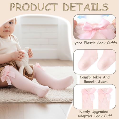 Image of SYGA Baby Long Socks Cotton, Over The Knee, No Tightness, High-Top, Bow Pattern