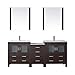 Virtu USA Dior 78 inch Double Sink Bathroom Vanity Set in Espresso w/Integrated Square Sink, Slim White Ceramic Countertop, 2 Mirrors - KD-70078-C-ES