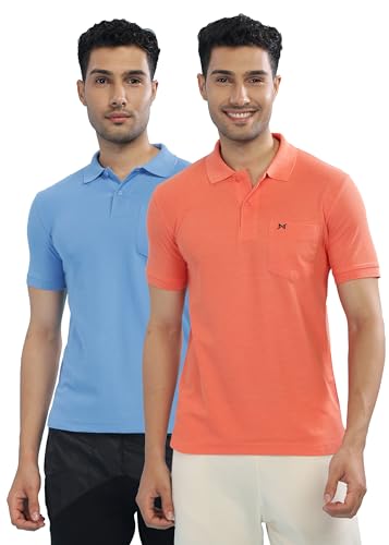 Image of Force NXT Polo Neck T-Shirt for Men Pack of 2 | Regular Fit T-Shirt for Men | Premium Super Combed Rich Cotton Polo Shirt | Men's Ultra Soft Half Sleeve T-Shirt