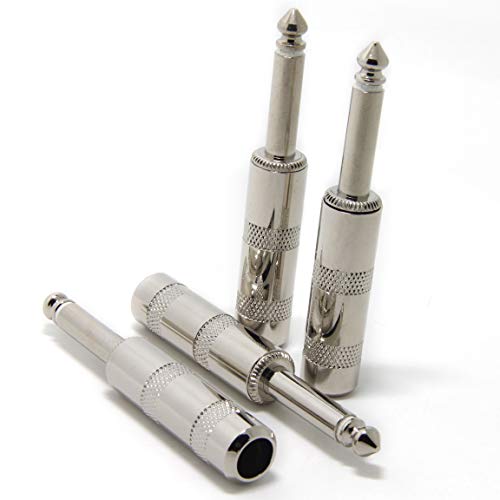 Ancable 4-Pack Audio 1/4" Plugs Ts Jumbo Plugs Solder Type For Guitar, Instrument, Speaker/Microphone/Patch Cables - 6.35Mm Male 1/4 Inch Phone Plug #TOP3