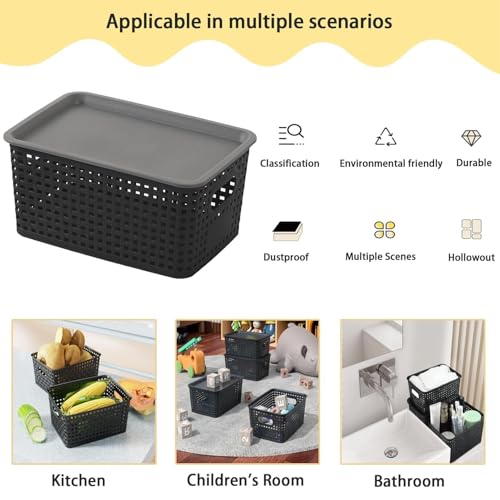 Boîte de table empilable et panier tissé ventilé pour rangement cuisine - 8