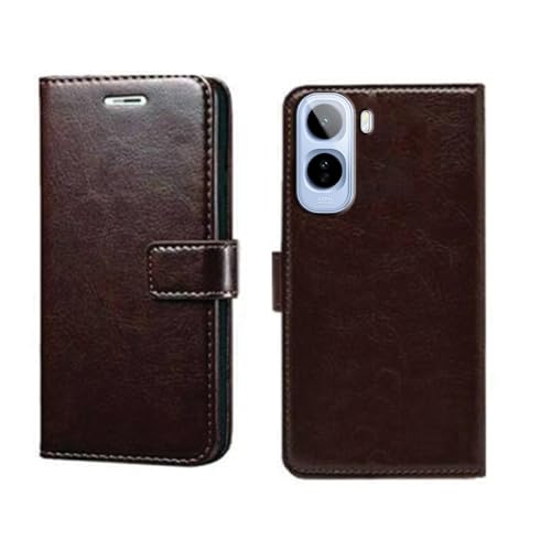 Image of amazon basics Vivo T5 Pro 5G Flip Cover | Card Pockets Wallet & Stand | Flip Cover for Vivo T5 Pro 5G (Coffee)