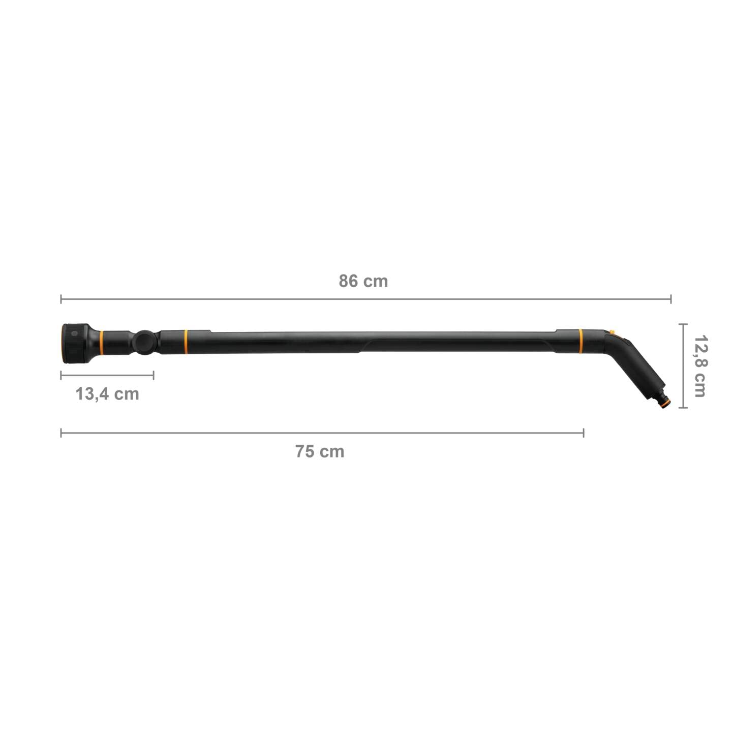 Fiskars Pistola con Prolunga 3 Funzioni, Testina Rotante SoftGrip, Controllo del Flusso, Misura Universale, Altezza: 74 cm, 442 g, Nero/Arancione, 1052186 | Controllo del Flusso, Misura Universale, Altezza: 74 cm, 442 g, Nero/Arancione, 1052186