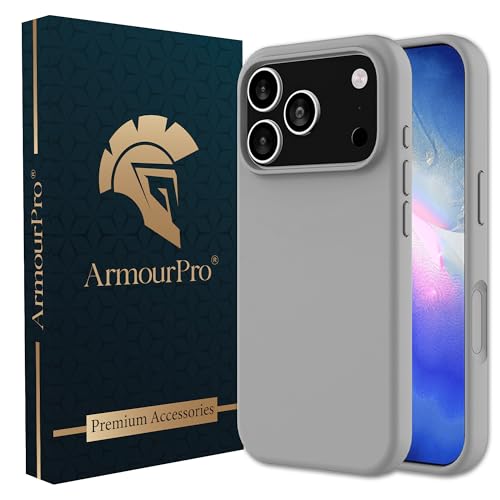 Image of ArmourPro Silicone Back Case for iPhone 17 Pro Max, Soft-Touch Case | Light Gray