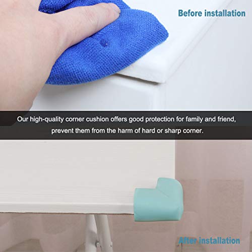 Image of uxcell 4pcs Foam Furniture Desks Tables Edge Cover Pads Protectors Corner Cushions Bumper Guards Blue