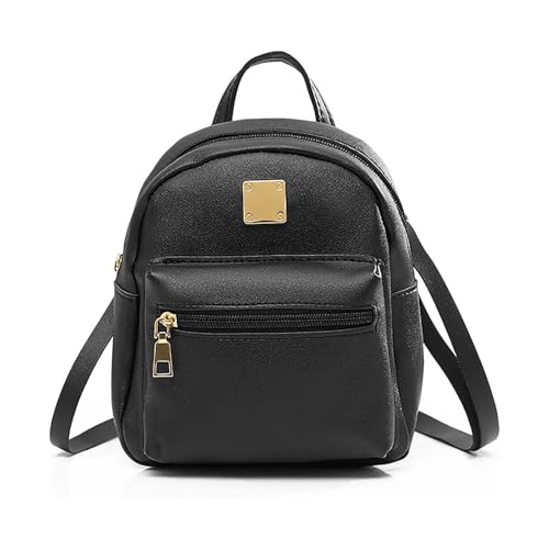Small Backpack Casual Backpack Purse for Women and Girls, Multiple Pockets Womens Backpacks Stylish Mini Backpacks (Solid, Black)