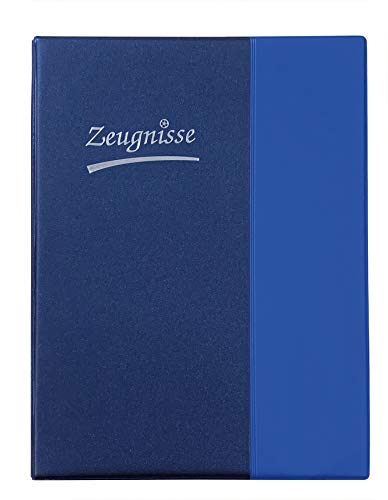 Idena 20105 - Zeugnismappe Ringbuch DIN A4 10 Hüllen glasklar blau mit 4 Ring-Mechanik 1 Stück