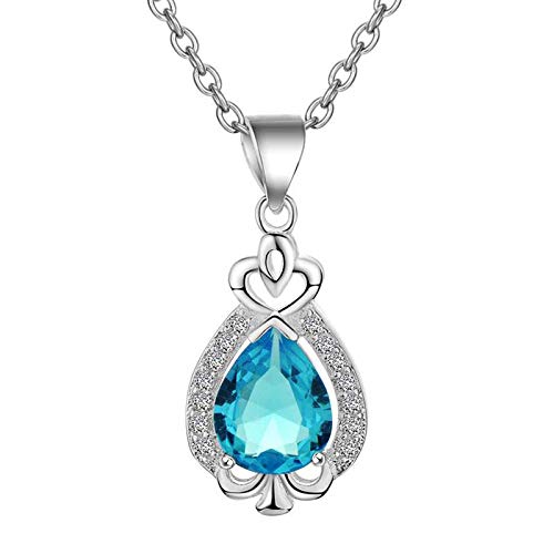 Joyería Simple de plata 925, collar de piedras preciosas en forma de gota de agua para mujer, colgante de corazón, Esmeralda aguamarina
