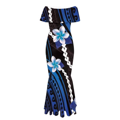 Image of Polynesian Dresses for Women Off Shoulder Maxi Dress Puletasi Samoan Dresses S-7XL