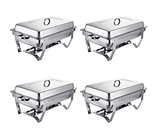HYLH Chafing Dish Set, 4er Pack 8 Liter Chafer Dish Set Edelstahl Chafer In Voller Größe Mit Klappbarem Rahmen Für…