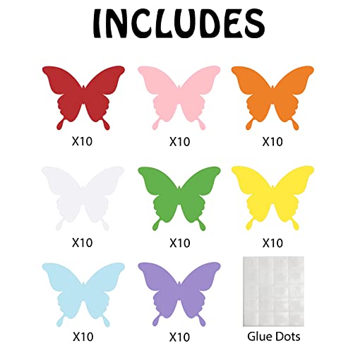 80 Stück Schmetterlingsform Ausschnitte für Klassenzimmer, UNIIDECO Pinnwand-Dekorationen, Pappe, farbige Ausschnitte, Kinderlehrer, DIY-Projekte, Dekorzubehör, Karton, Party-Dekoration für Wand