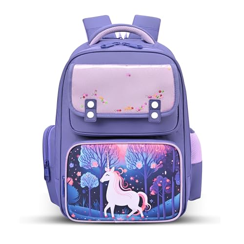 Image of Gear Starry Unicorn 16 inch /25L Medium Water Resistant School Bag | Casual Backpack | Daypack | Travel Backpack | Kids Bag for Boys /Girls (Purple - Purple)