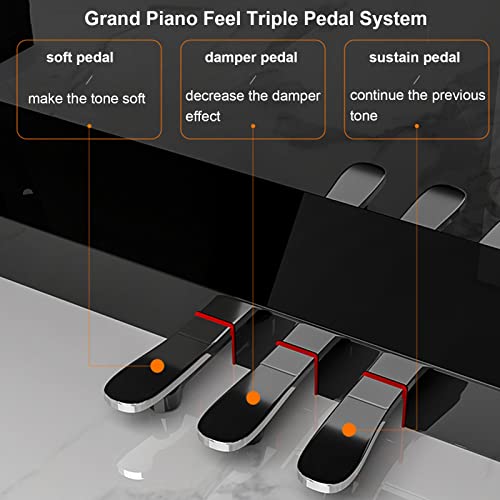 Piano numérique à 88 touches avec clavier à action pondérée et graduée avec support de meuble, banc USB/MIDI Home Piano électrique for débutant et professionnel (Color : White) - Les Beatles, Paul McCartney, John Lennon, RIngo Starr, George Harrison Piano numérique à 88 touches avec clavier à action pondérée et graduée avec support de meuble, banc USB/MIDI Home Piano électrique for débutant et professionnel (Color : White) – Image 7