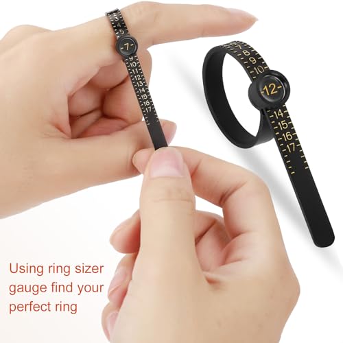 ring sizer measuring tool kit 27 pcs premium stainless steel measuring ring tool us ring size 0-13 with half size 2 pcs reusable finger size 1-17 usa rings size with magnified glass