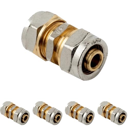 Suinga 5 x Manguito para Tubo multicapa de compresion 25 mm, sin necesidad de maquina prensadora, gris.