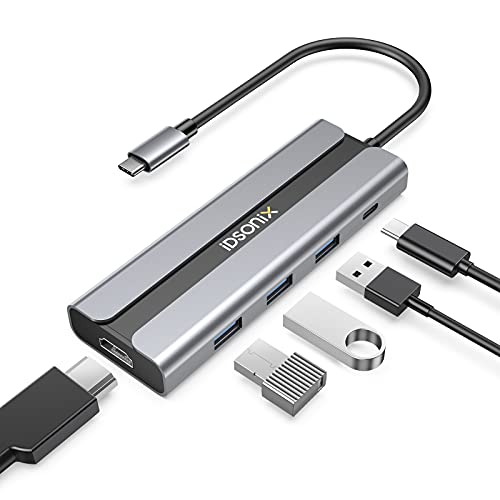 iDsonix USB Hub, 5-in-1 USB C Hub Type C Adapter with 4K@30Hz HDMI, 100W Power Delivery Thunderbolt 3, USB 3.0 5Gbps Data Port USB C Dock for MacBook Pro, iPad Pro, Laptop, Phone, Type-C Devices