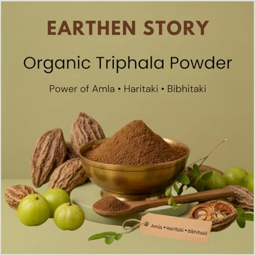 Image of Earthen Story Certified Organic Triphala Powder (200g) | Lab Tested for 180+ Pesticides | Natural Gut Detox & Digestion Support | Amla, Haritaki & Bibhitaki | Vegan, Non-GMO