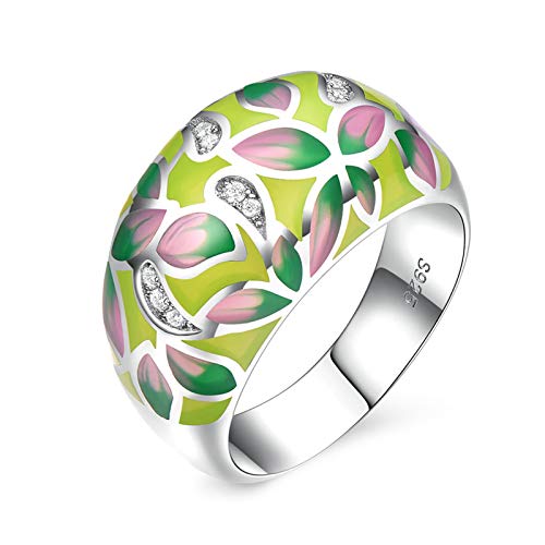 Bague argent femme avec motif lotus en émail pour mariage KnSam