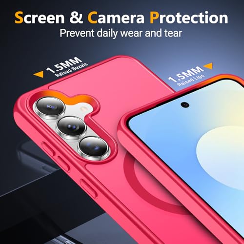 Image of SPIDERCASE Magnetic for Samsung Galaxy S25 FE Case, [3 Stand Ways][ Military Grade Drop Protection] with Invisible Stand Slim Phone Case for S25 FE 5G,Rose Red