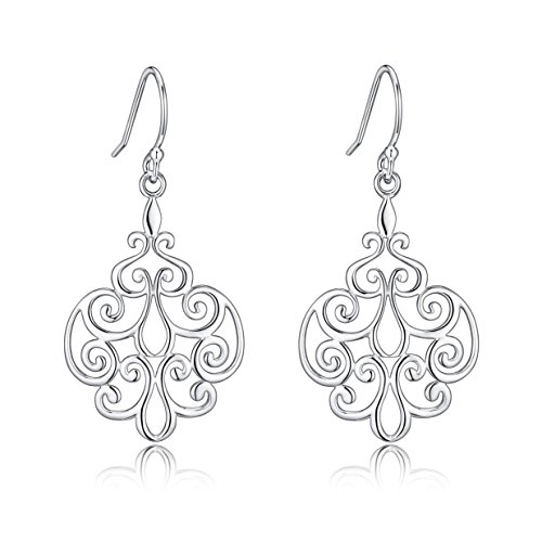 Sterling Silver Filigree Dangle Drop Chandelier Earrings For Sensitive Ears By Renaissance Jewelry