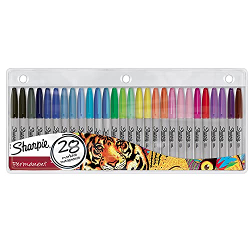 Sharpie marqueurs indélébiles | pointe fine | assortiment de couleurs à encre permanente | édition limitée | Lot de 28