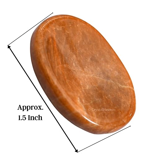 Image of Peach Moonstone Crystal Thumb Worry Pebbles Stones for Anxiety Stress Relief Massage - AAA Grade Original Healing Gemstone Agate Rubbing Stone for Yoga Meditation Spiritual Reiki Feng Shui