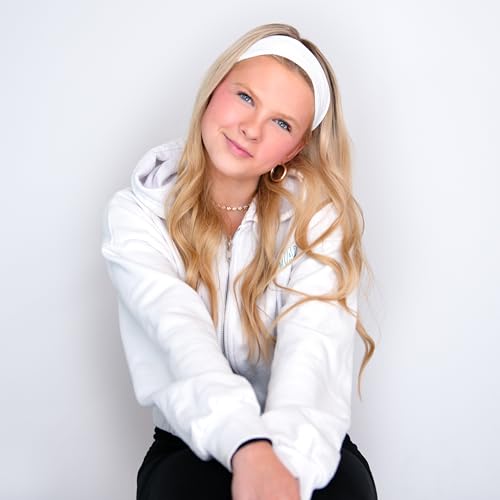 Image of FROG SAC Sport Headbands for Girls, Adjustable No Slip Sweat Wicking Athletic Hair Bands for Women, Stretch Elastic Workout Headband with Velvet Grip for Yoga Running Exercise Gym (White)