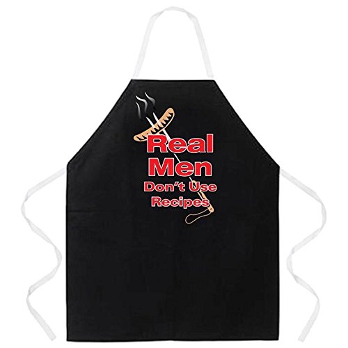 Attitude Aprons Fully Adjustable Real Men Don't Use Recipes Apron, Black, One Size Fits Most